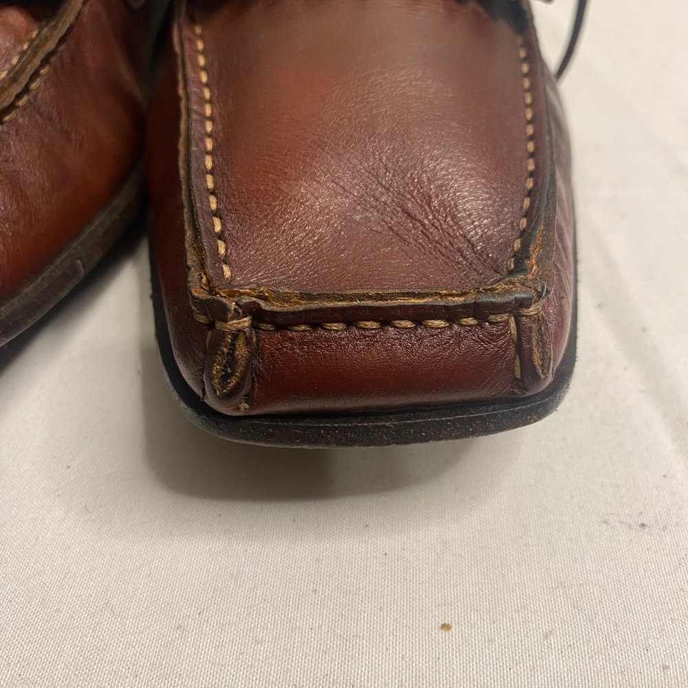 Santoni square toe Brown Leather Loafer Men’s 11 D - Picture 9 of 10